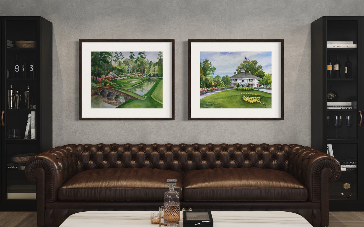 Golf Artwork - Set of (2) Augusta National Golf Club, 11"x 14" matted print