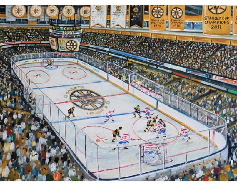 Sports Artwork - Boston Bruins, 5"x7" matted print
