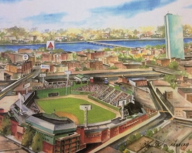 Sports Artwork - Fenway Park Boston, 5"x7" matted print