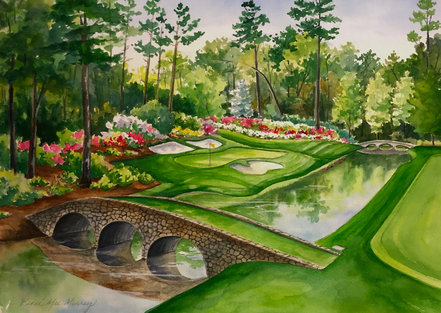 Golf Artwork - Original, Augusta National Golf Club, 16” x 20” watercolor painting