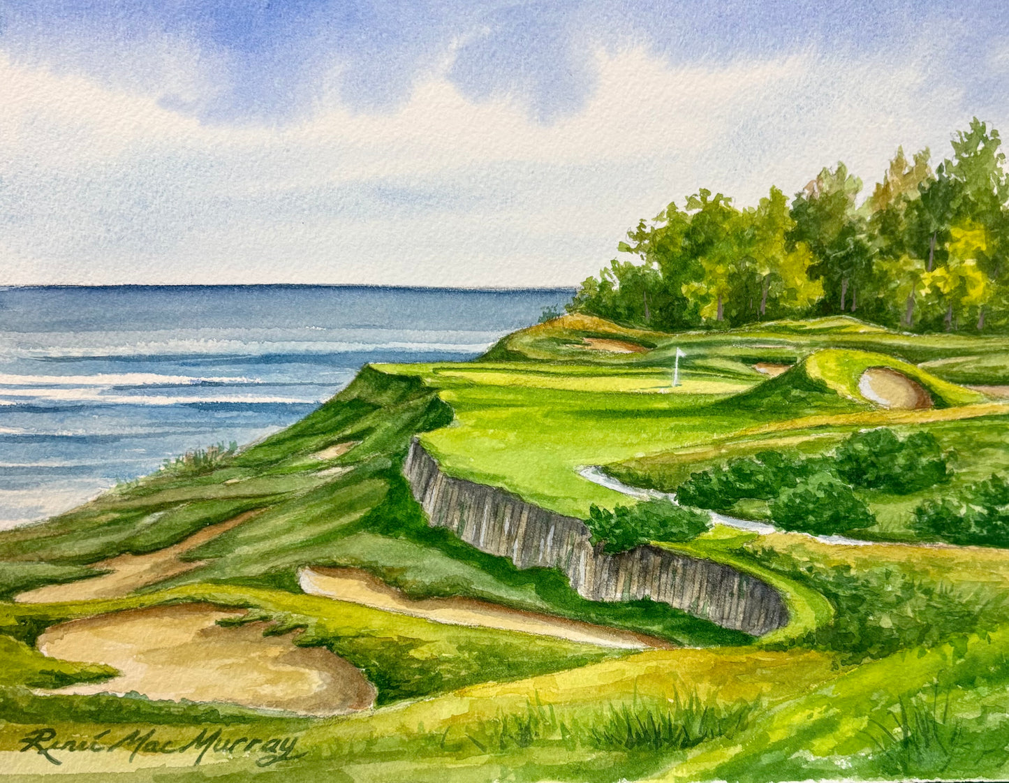 Whistling Straits Golf Course, Wisconsin, 8"x10" Original Watercolor by Reneé MacMurray