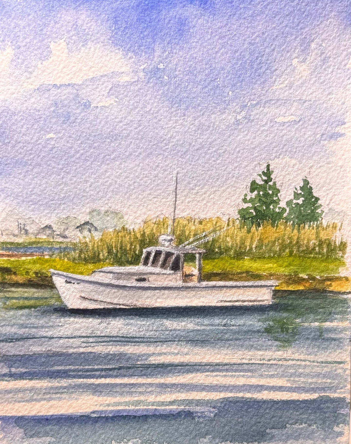 Original Artwork - 4”x 5.5” Watercolor Sketch of Scituate Harbor by Renee MacMurray