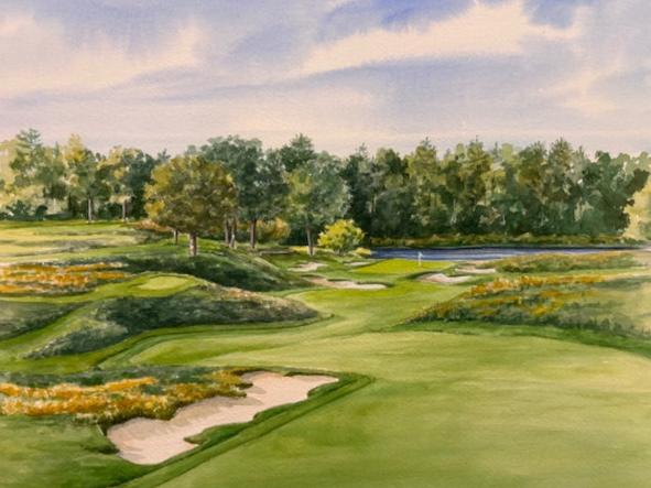 Golf Artwork - Original, The Country Club, Brookline  Ma 16” x 20” watercolor painting