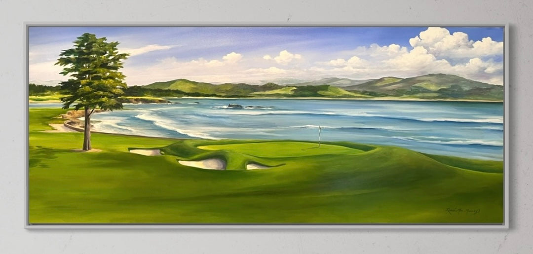 Golf Artwork - Original, Pebble Beach Golf Links, 18" x 24" Oil Painting