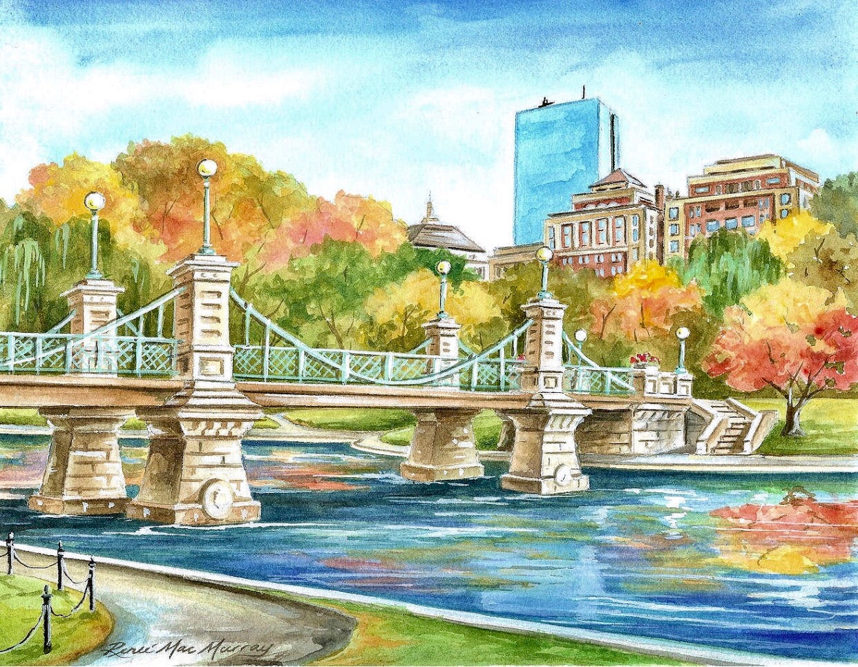 Artwork - Boston Public Garden Fall, 8"x10" matted print