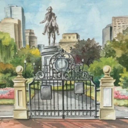 Artwork - Boston Public Garden Entrance, 8"x10" Original Watercolor